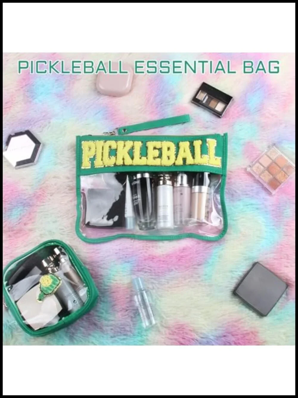 Pickleball Clear PVC Cosmetic Bag Set - 2 Pieces